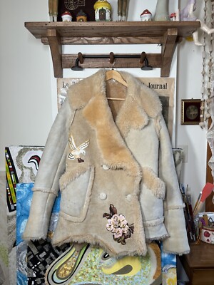 Coach 1941 Embroidered eagle shearling jacket size 4 tan leather NWT $2400