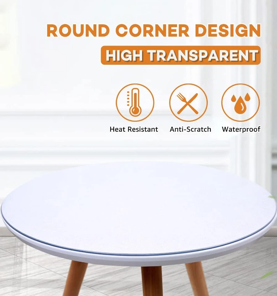 Cubierta de mantel transparente de plástico PVC transparente redondo de alta resistencia de 1,5 mm de espesor Foto 2 de 4
