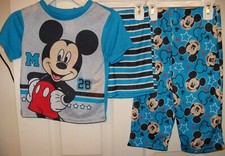 Disney Mickey Mouse Flame Resistant 3 Piece Short Pajama PJ Set Boys 2T NWT