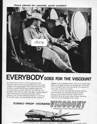 TCA TRANS CANADA VICKERS VISCOUNT TURBOPROPS EVEN COWBOYS GO FOR 1957 AD