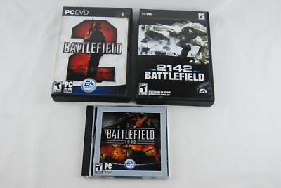 Battlefield Game Lot All in Cases, Battlefield 2, 1942, & 2142 - USED