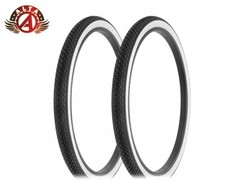 2 ALTA BICYCLE WIRE BEAD 26 x 2 x1-3/4 S7 WHITEWALL SCHWINN TIRES MINI BRICK.