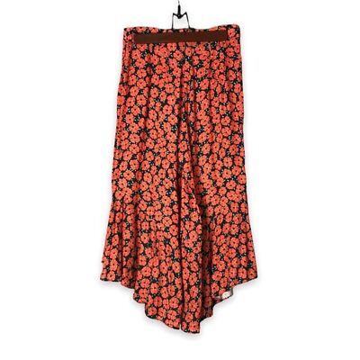 Anthropologie ett:twa Poppy Print Flared Ruffle Hem Floral Pants Capris 2