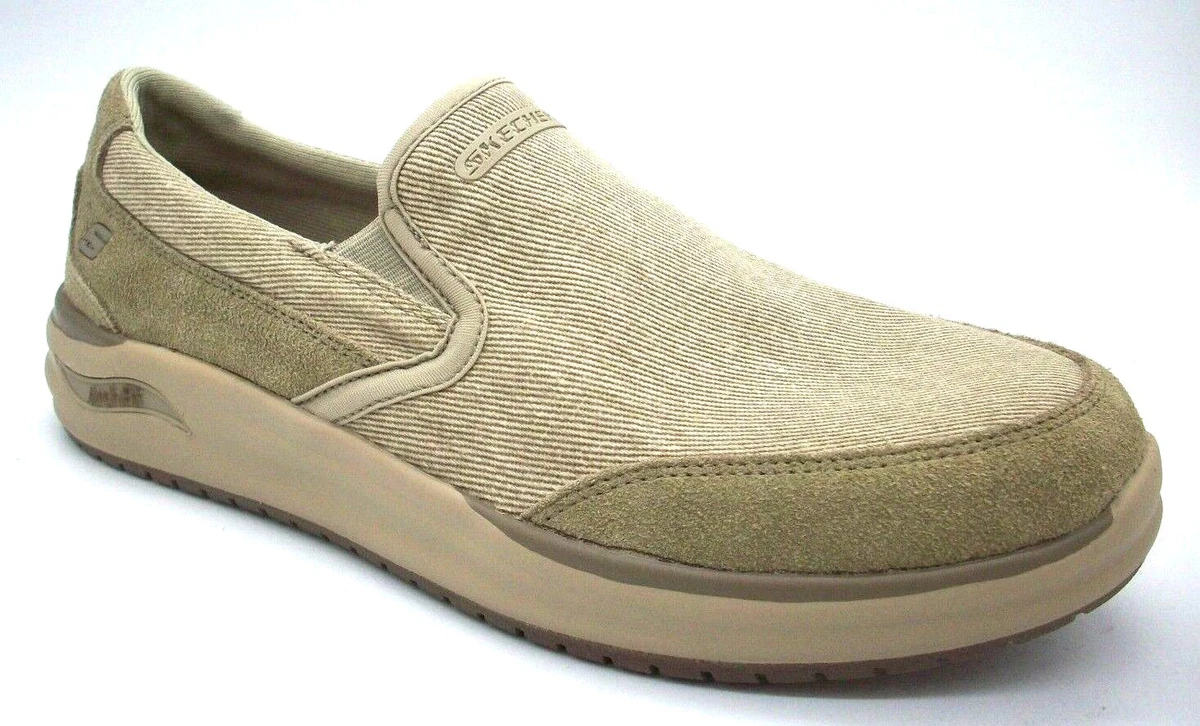 Skechers beige slip best sale on