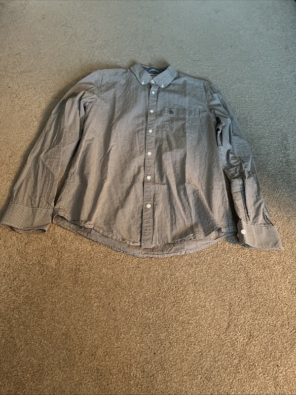 Original Penguin Greyish Checkered Long Sleeve Shirt Men Size M