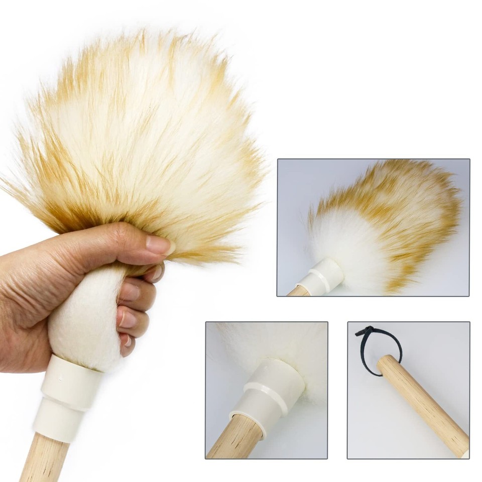 Wool Lambswool Cleaning Brush Duster,Wood Handle,Hanging Rope,Anti