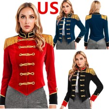 Womens Circus Ringmaster Cosplay Costume Tassel Steampunk Victorian Tailcoat