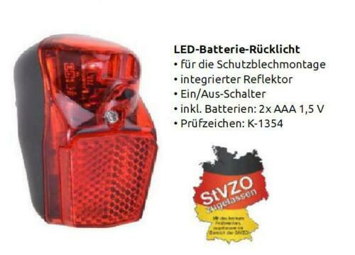 Filmer Fahrrad RüCklicht 1 Led Mit Batterie Schutzblech Lampe Licht Beleuchtung-image