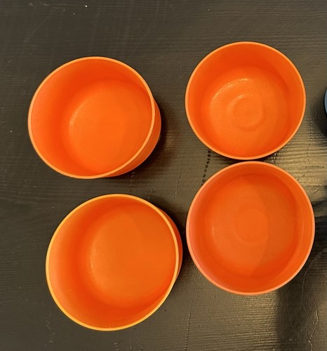Vintage Tupperware 1229 Snack Juice Cup No Lid Orange Set Of 4 - Picture 2 of 2