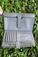 Michael Kors Jet Set Double Zip Phone Wallet Grey Saffiano Leather