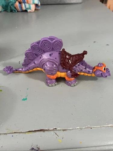 Vtg TMNT 1993 Cave Turtle Mike Silly Stegosaurus Dino Beast Vehicle
