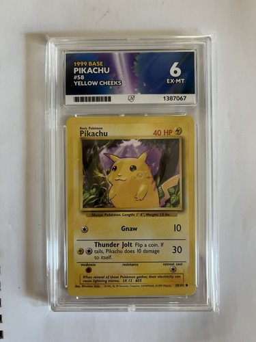 ACE Grading 6 Pokémon TCG Pikachu Base Set 58/102 Yellow Cheeks 1999