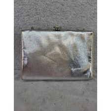 Sparkly Silver Evening Clutch Purse With Chain And Rhinestone Clasp