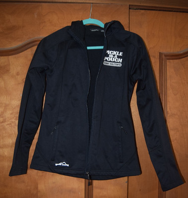 Eddie Bauer Black Jacket XS Pickle in A Pouch Van Holten's Embroidered Logo