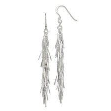 Sterling Silver Polished Fancy Squiggle Drop & Dangle Earrings 4.95gm L-78 mm