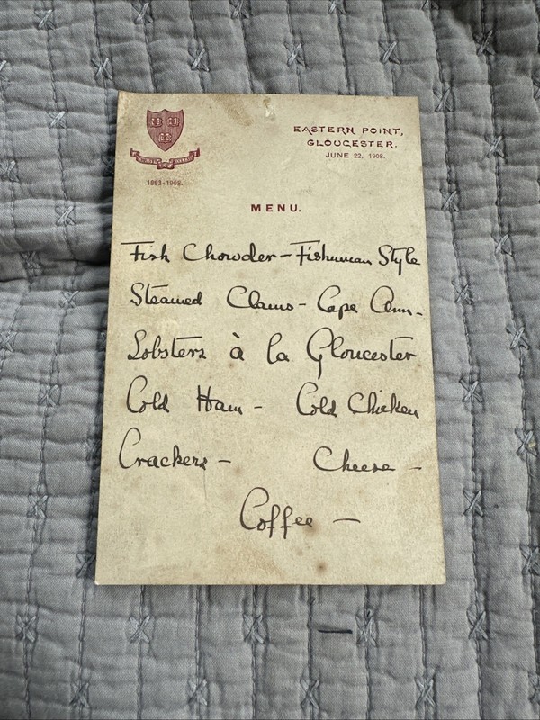 rare harvard university Menu Eastern Point Gloucester June 22 1908