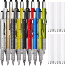 16 Pieces Gift Pen Tool Pen 6 in 1 Multitool Tech Tool Pen with Ruler, Levelgaug