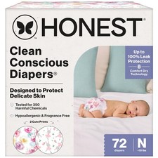 Honest Comfort Dry Diapers Newborn 72Ct Rose Blossom Tutu Cute 0.32 per diaper