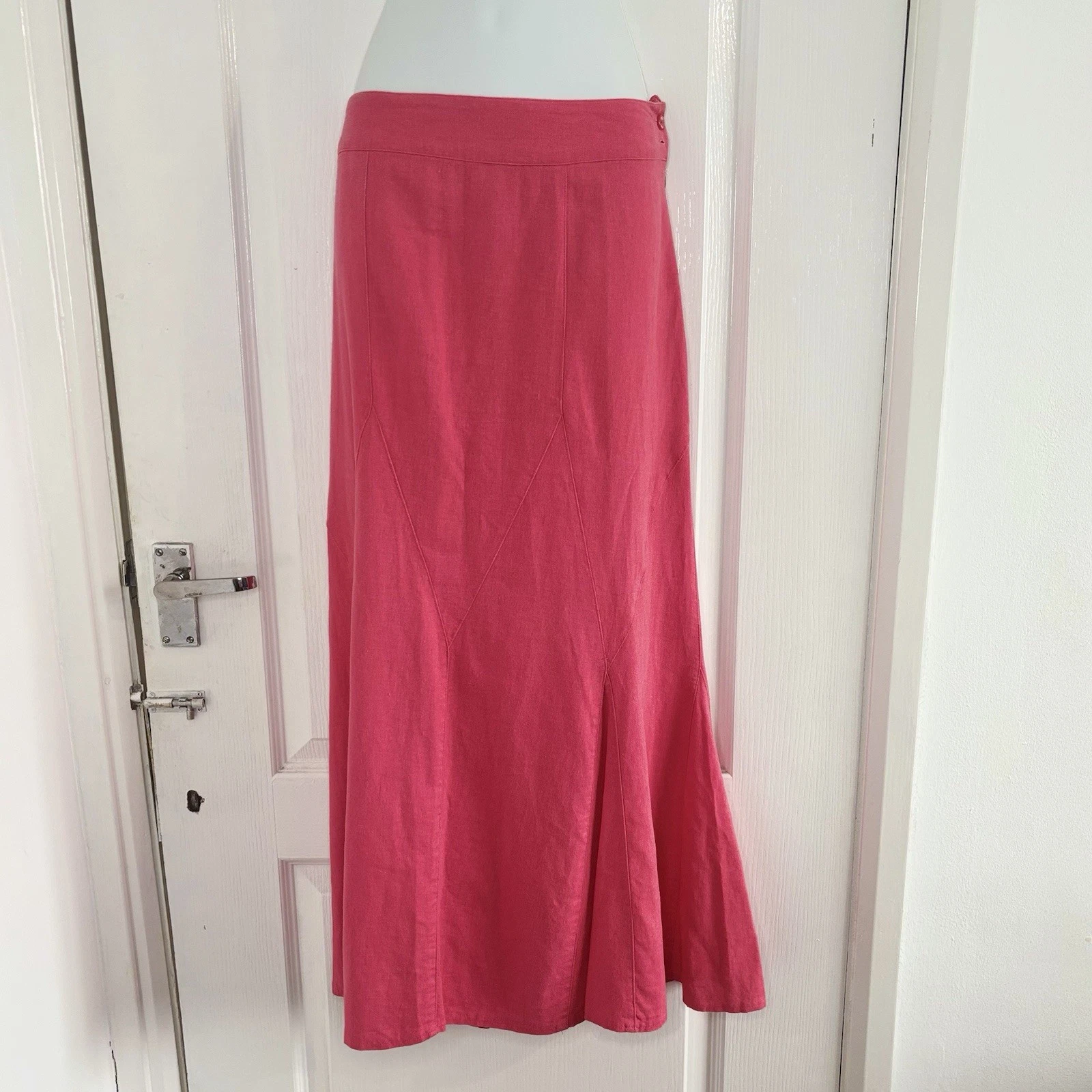 Epilogue Maxi Skirt Womens UK 14 Pink Linen Blend Flared Holiday Boho Summer Y2K