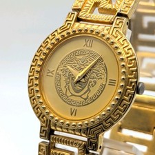 Gianni Versace Signature 07757 Medusa Gold Greek Key Vintage Quartz Unisex Watch