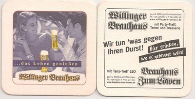 Willinger Brauhaus Zum Löwen - beer mat ''We do something against thirst - LEO''