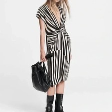 MSRP $525 Rag & Bone Beatrice Silk Striped Midi Dress, Size 4