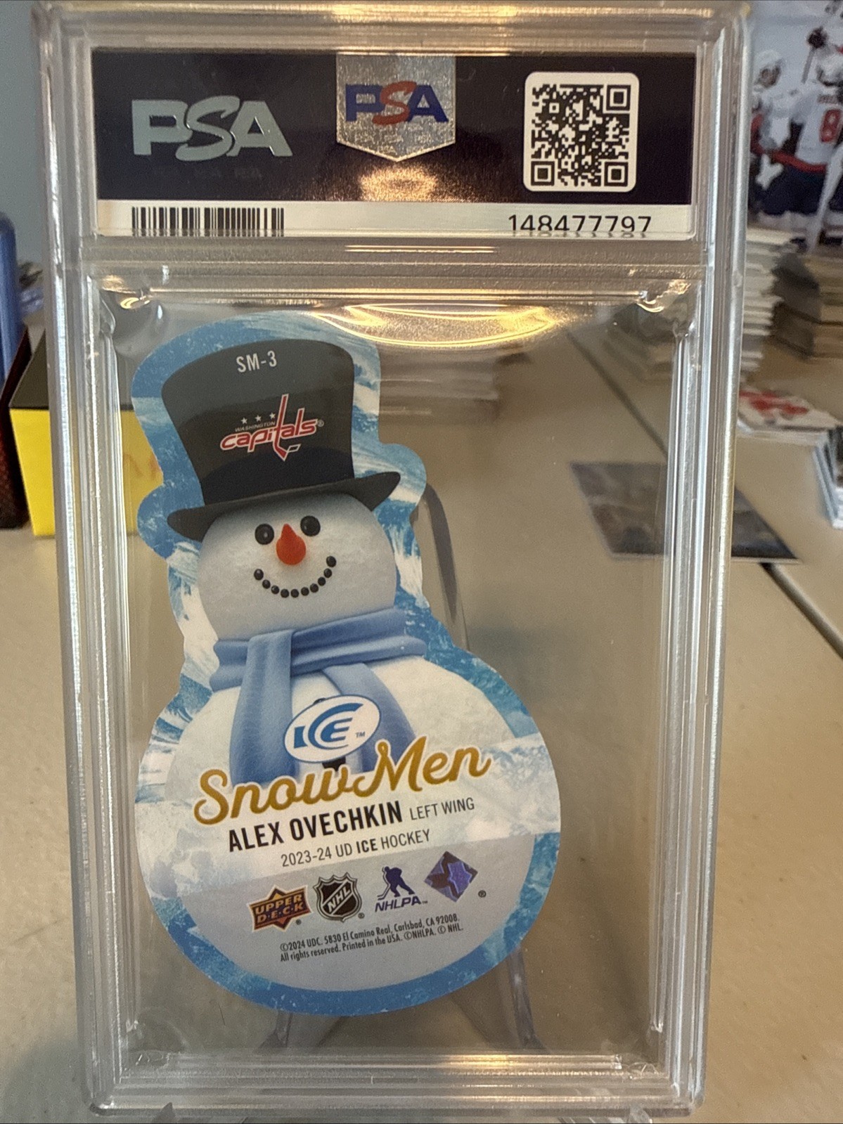 2023-24 ALEX OVECHKIN UPPER DECK ICE SNOWMEN SM-3 PSA 9 view 5