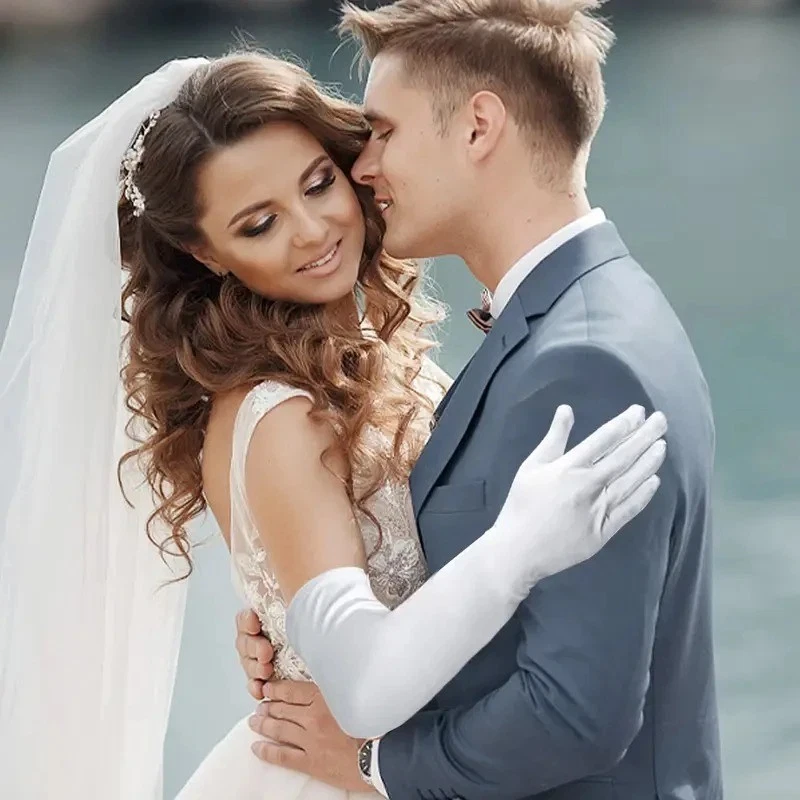 Guantes de Vestir 22" Largo Acabado Mate Satinado Longitud Ópera Ceremonial Retro Fiesta Foto 3 de 4