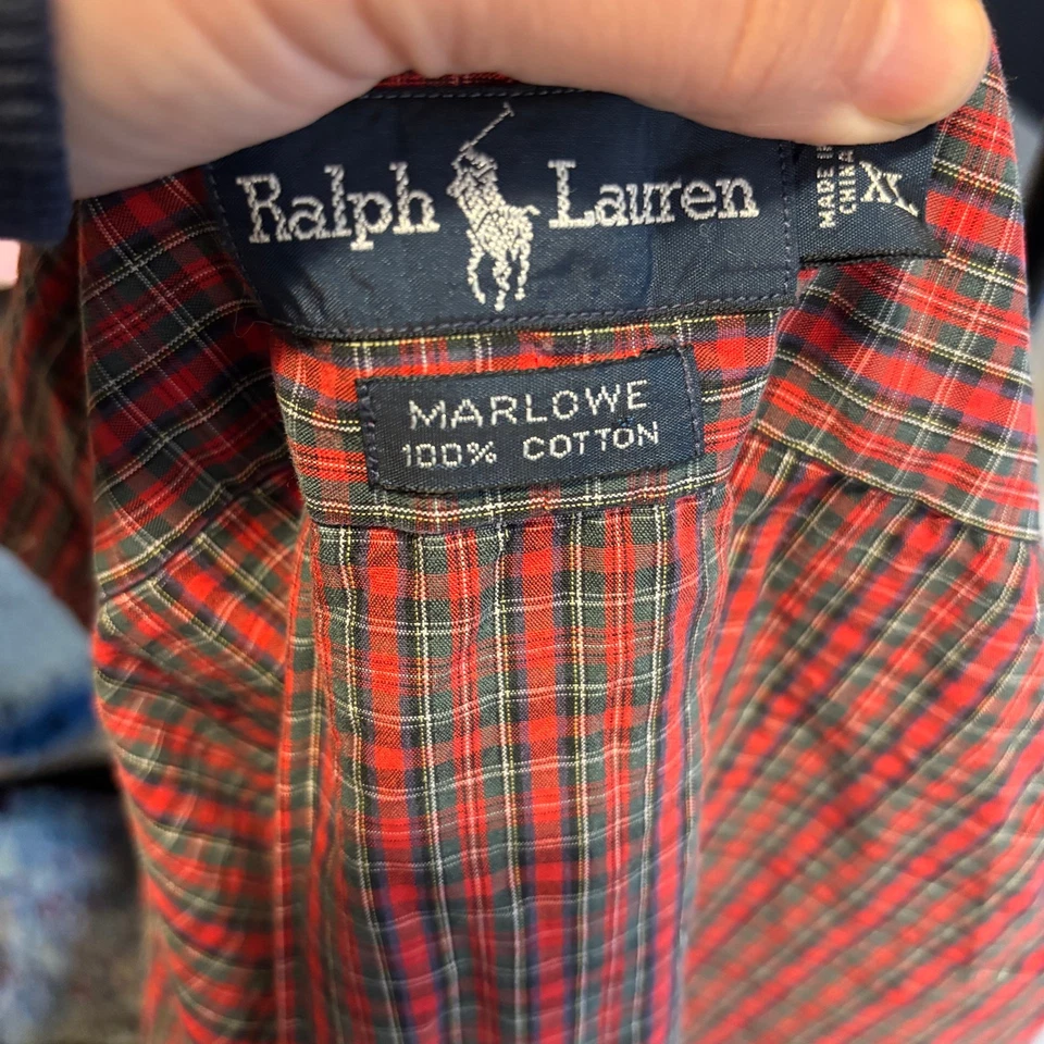 Camisa de vestir Ralph Lauren Marlowe con botones 100 % algodón a cuadros para hombre XL  Foto 4 de 4