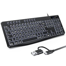 Beleuchtete Tastatur Kabel PC Tastatur QWERTZ...