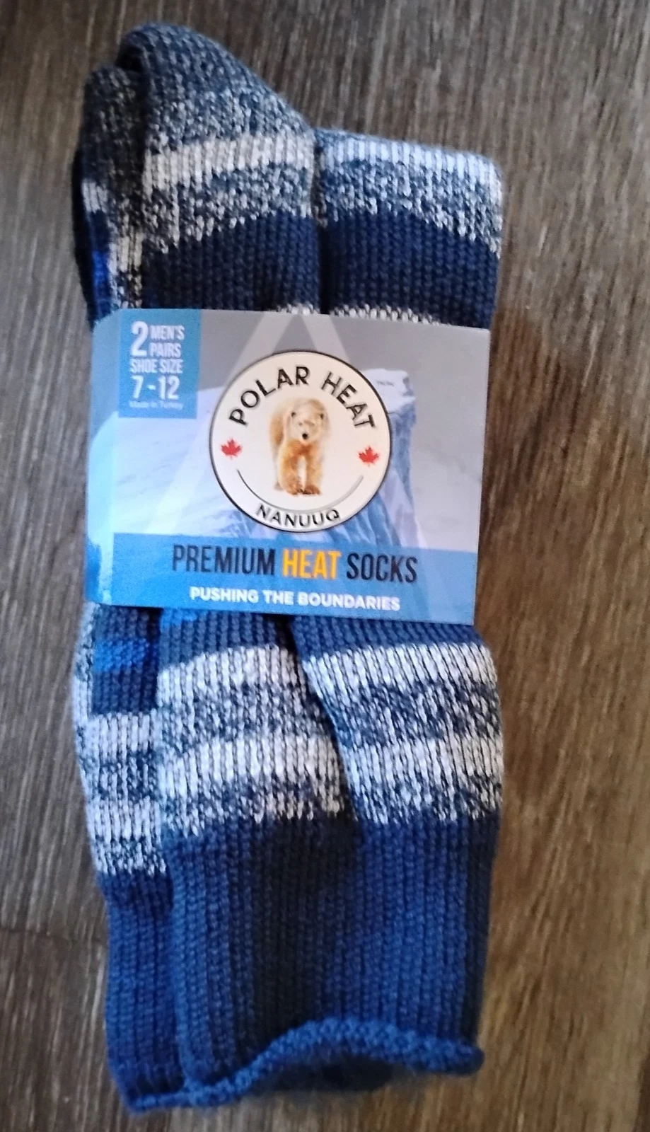 Polar Heat Nanuuq Men’s Premium Heat Socks, 2 Pack Thermal Socks Blue/black
