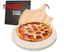 Piedra circular para pizza para hornear en horno y asar a la parrilla con pala d