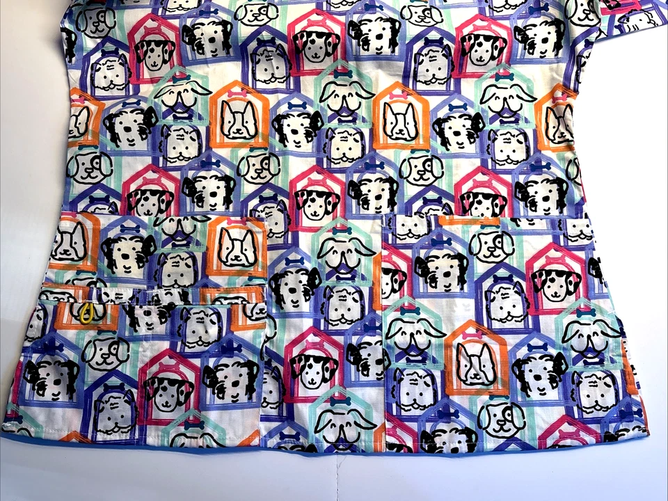 WONDERWINK Scrub Top Womens SIZE SMALL/MEDIUM Veterinary/Shelter Dog GROOMER NEW - Image 4 of 4
