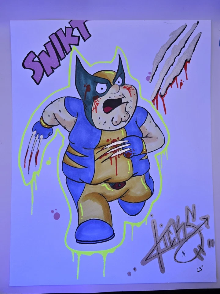 Arte de Peter Griffin como Wolverine dibujado a mano 1/1 por Kickstradomis Foto 3 de 4