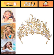 Mermaid Tiara Gold Crown Diadem for Girls Women, Jeweled Hair Accessory for Pa