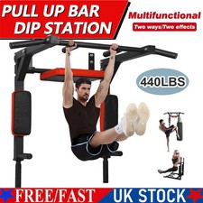 Pull Up Bar Wall Mounted Chin Up H-Duty Power Tower Dip Station Multifunctional