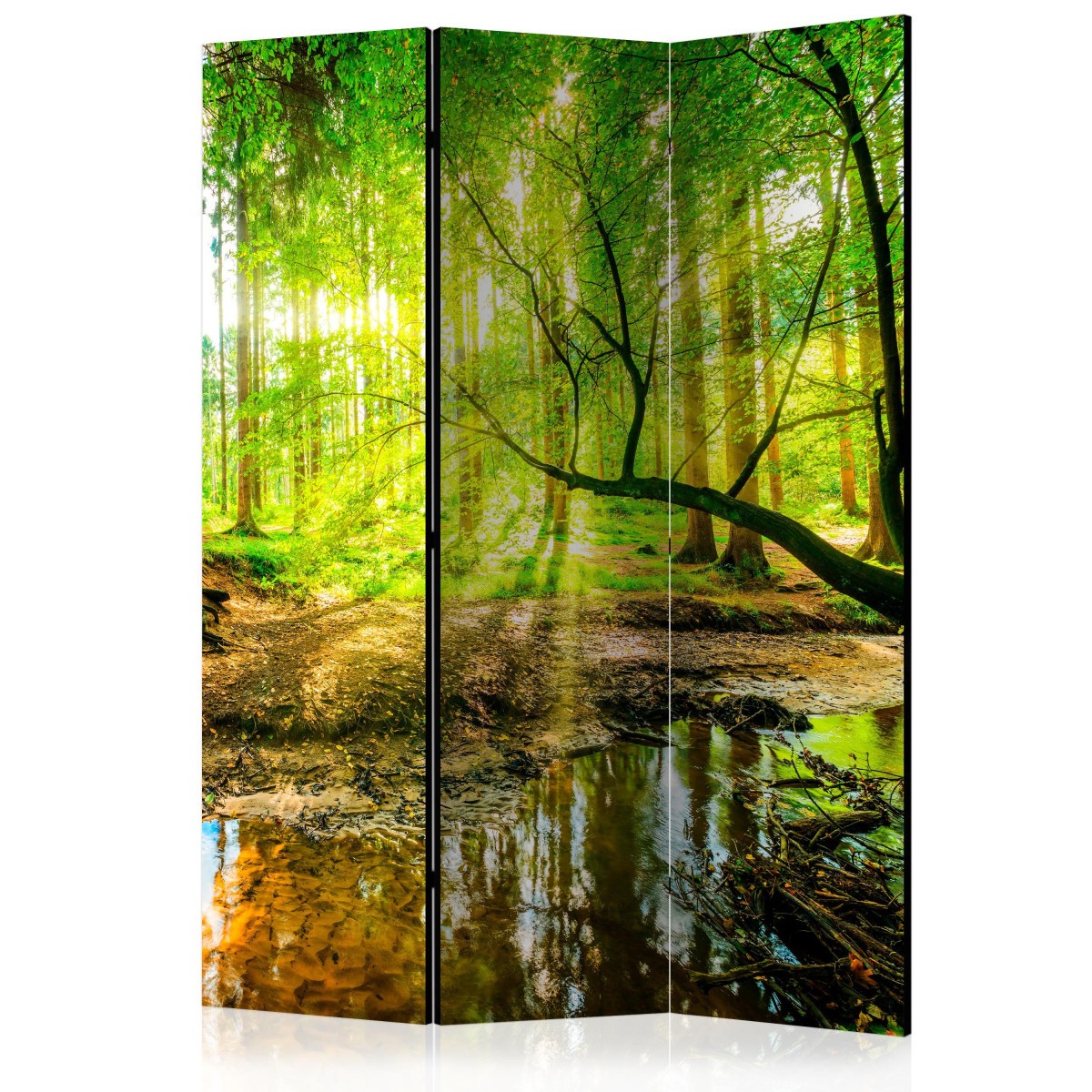 Paravent 3 volets motif forêt pour créer un coin lecture cocooning au salon