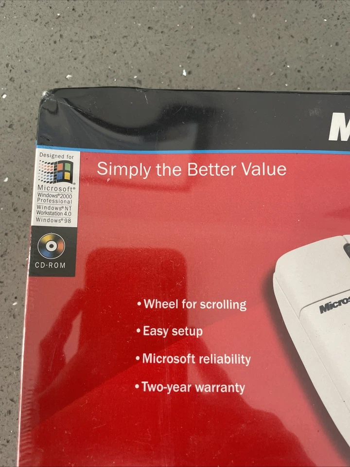 Vintage Microsoft Wheel Mouse Serial Port PS/2 Windows 2000 NT 98 SEALED  - Image 2 of 4