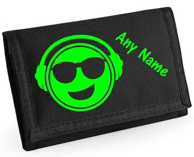 PRESENT2FUTURE Emoticon Headphones Personalised Boys Kids Ripper Wallet With Coin Holder