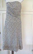 J.CREW White Brown Leaf Print Strapless Knee Length Dress Women's Sz 2