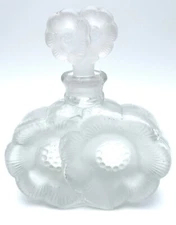 Flower Shaped Frosted Crystal Perfume Bottle Two Flowers Empty