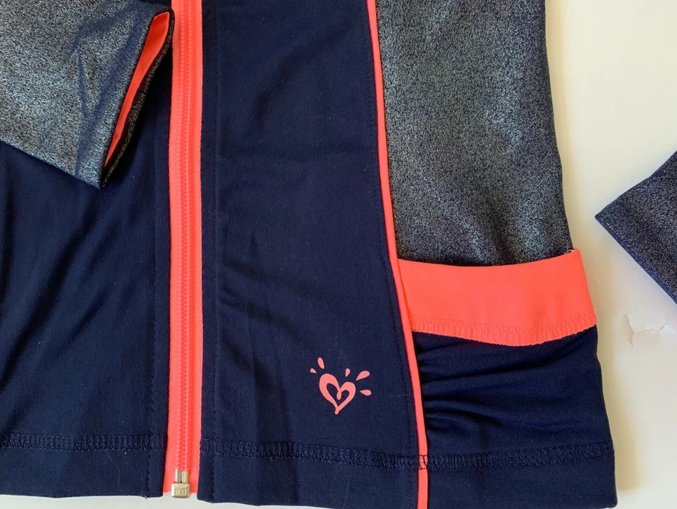 Chaqueta con Capucha JUSTICE Azul Marino Neón Ligera Collares Extra Talla 6 Atlética Nueva con Etiquetas Foto 2 de 4