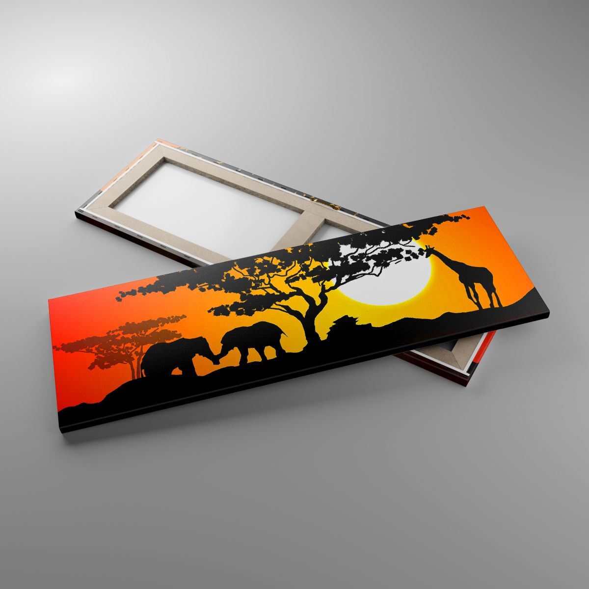 Tableau Toile Girafe Safari - 160x50 Cm, Impression Moderne, Décoration Murale Salon/chambre