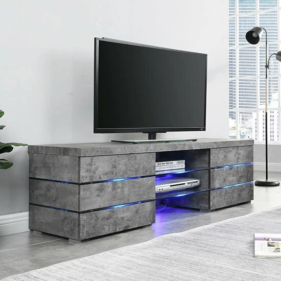 Grey concrete effect tv unit outlet