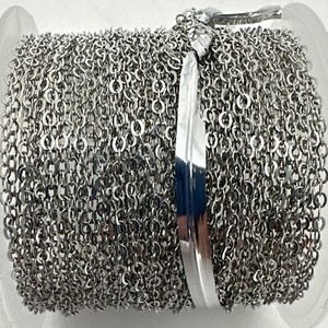 FOUR (4). 32ft Spool of 2mm x 3mm Rhodium Flat Oval Link Chain GB2