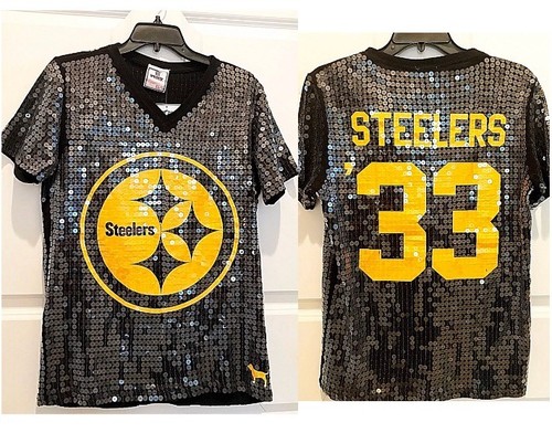 Nwt Victoria S Secret Pink Pittsburgh Steelers Nfl Sequin Top Xs S W 36 37 Bust Ebay