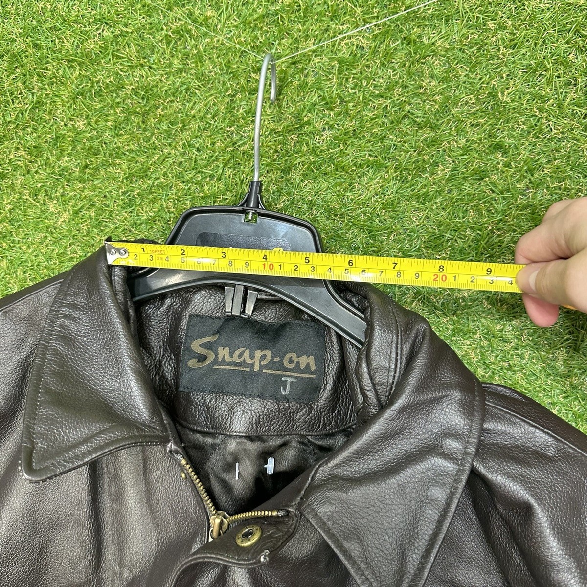 Vintage 90s Snap-On Brown Leather Jacket Size Large Quilt Lined