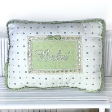 Tender Treasures Beb  Baby Nursery Accent Pillow Patel Mint Green White
