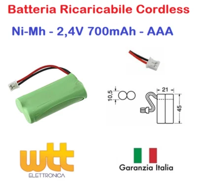 EXTRACELL BATTERIA AAA NI-MH PER RICAMBIO CORDLESS SIEMENS Gigaset A16 - A160