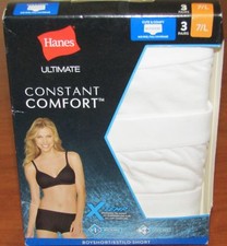 NEW HANES ULTIMATE CONSTANT COMFORT BOYSHORT 3 PACK WHITE SZ 5/S 6/M 7/L 9/2XL